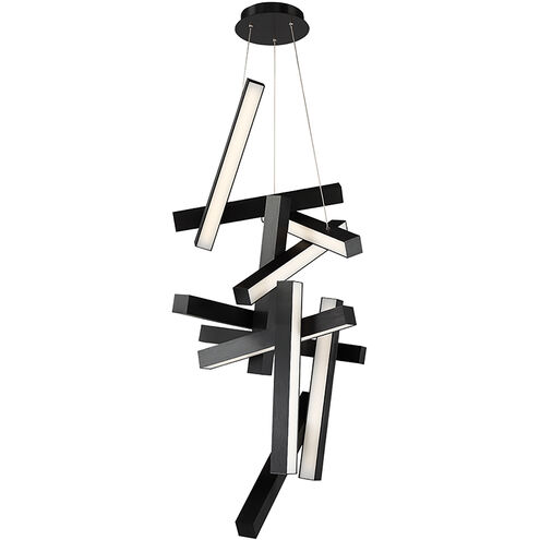 Chaos LED 23 inch Black Chandelier Ceiling Light in 12, 49in.