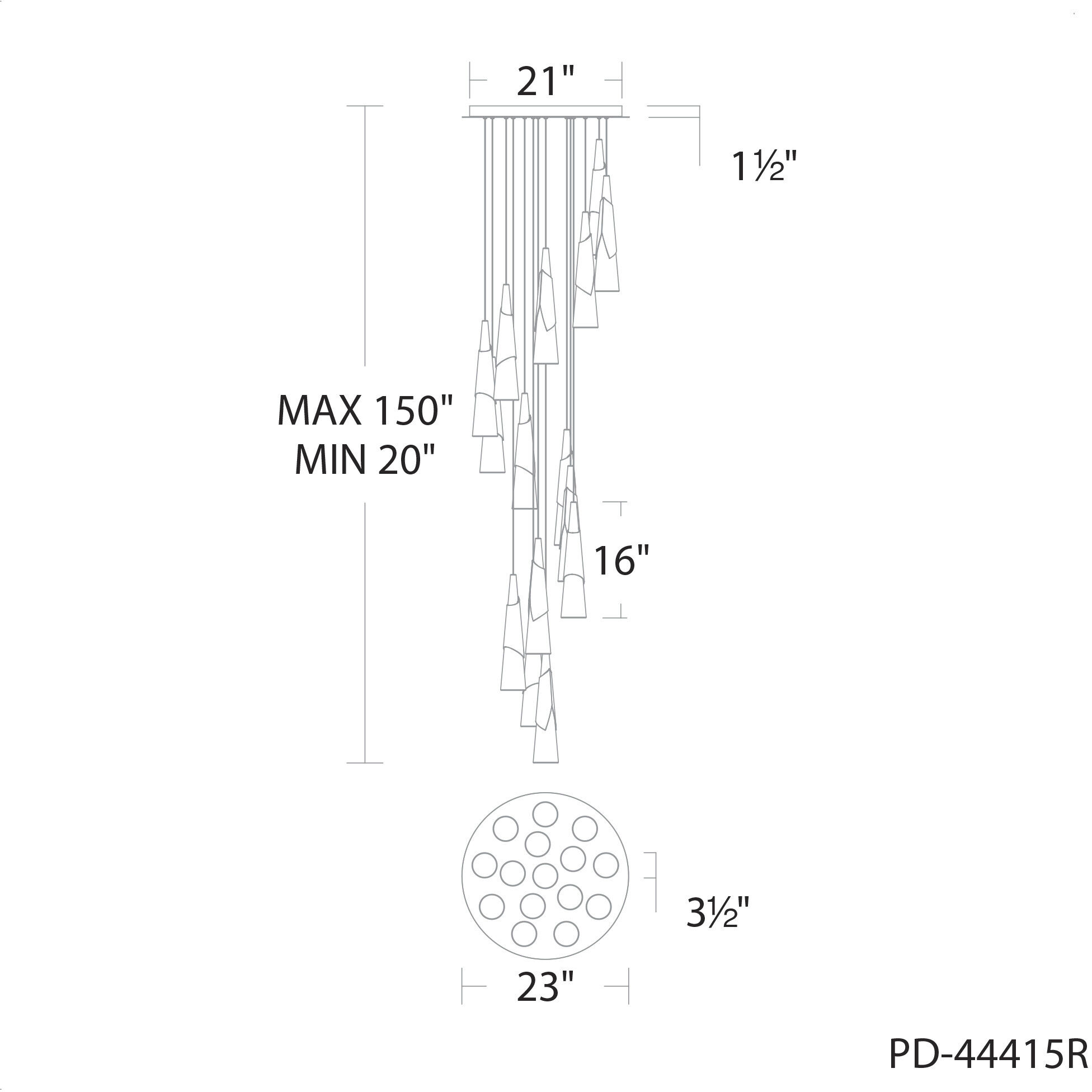 Kilt 15 Light 23 inch Aged Brass Multi-Light Pendant Ceiling Light
