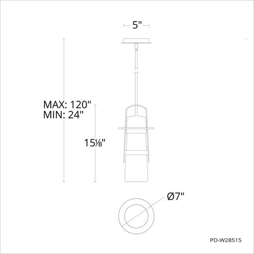 Balthus 1 Light 7 inch Black Outdoor Pendant