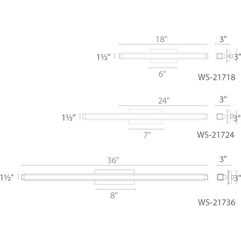 Mini Vogue LED 19.75 inch Black Bath Vanity & Wall Light in 3500K, 18in.