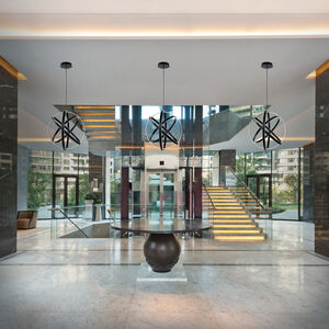 Kinetic LED 60 inch Titanium Chandelier Ceiling Light in 60in.