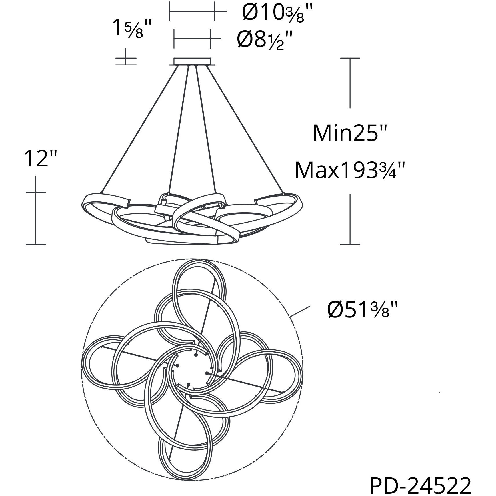Woven 1 Light 51 inch Black Pendant Ceiling Light