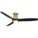 Skylark 54 inch Soft Brass and Matte Black with Matte Black Blades Flush Mount Ceiling Fan in Soft Brass Matte Black