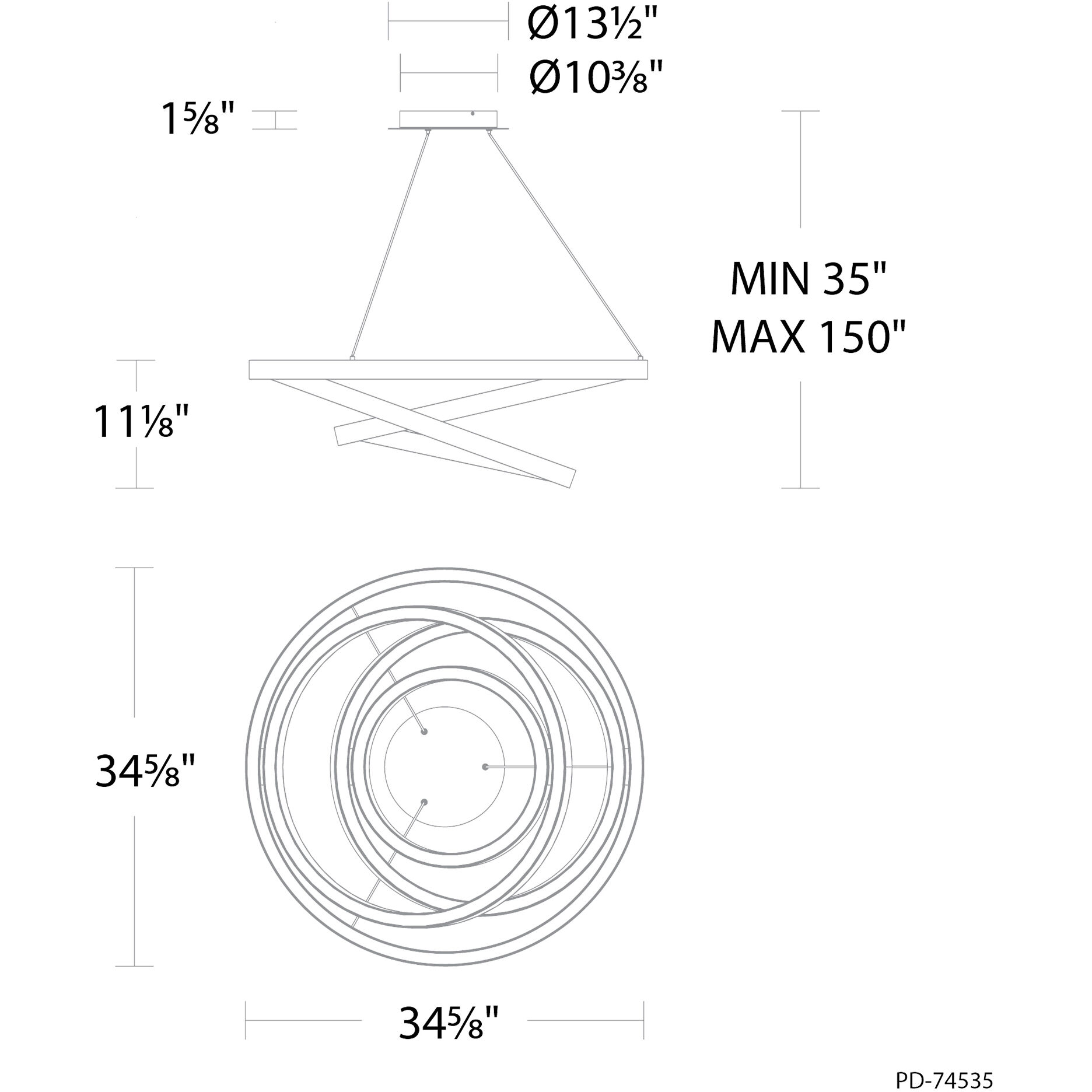 Storm Chaser LED 34.6 inch Black Indoor Hanging Lighting Ceiling Light in 3000K
