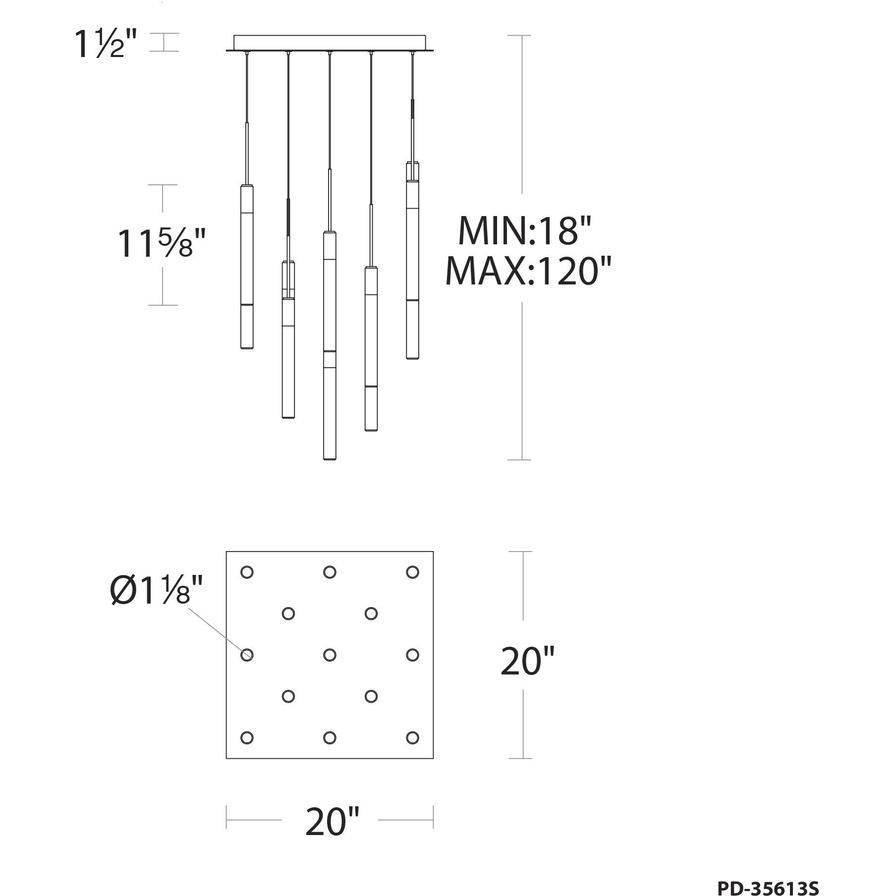 Magic 13 Light 20 inch Black Multi-Light Pendant Ceiling Light
