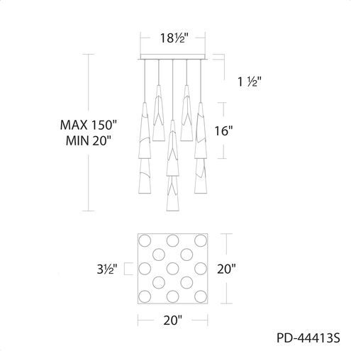Kilt 13 Light 20 inch Aged Brass Multi-Light Pendant Ceiling Light