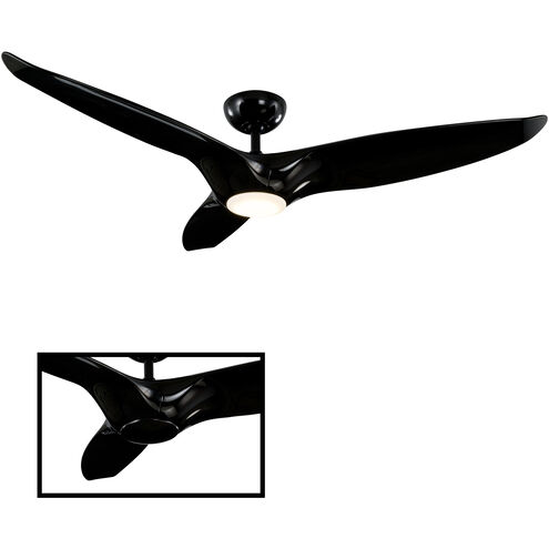 Morpheus III 60 inch Gloss Black Downrod Ceiling Fan in 3500K