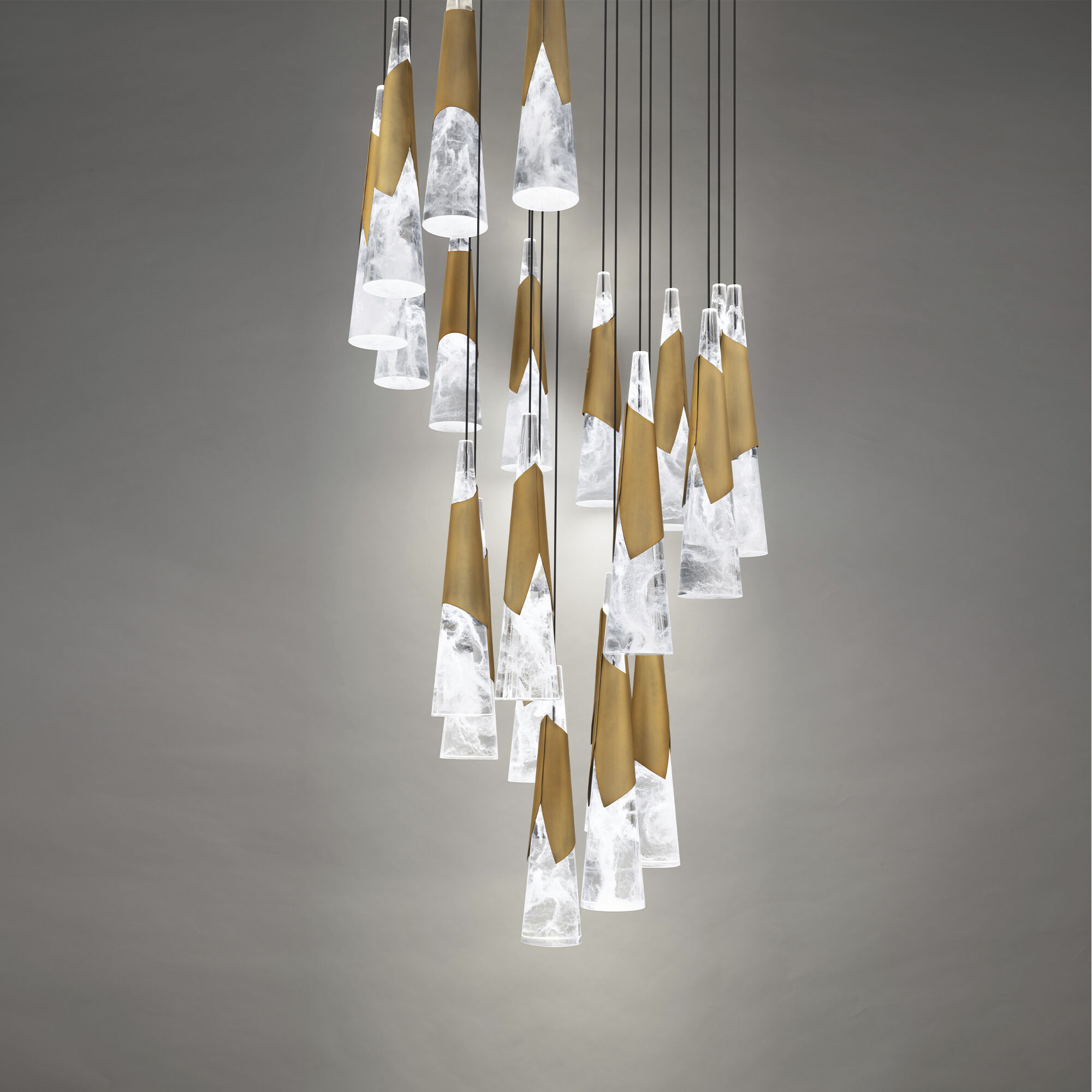 Kilt 21 Light 26 inch Aged Brass Multi-Light Pendant Ceiling Light