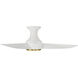 Corona 44 inch Soft Brass Matte White with Matte White Blades Flush Mount Ceiling Fan in 3000K, Soft Brass and Matte White