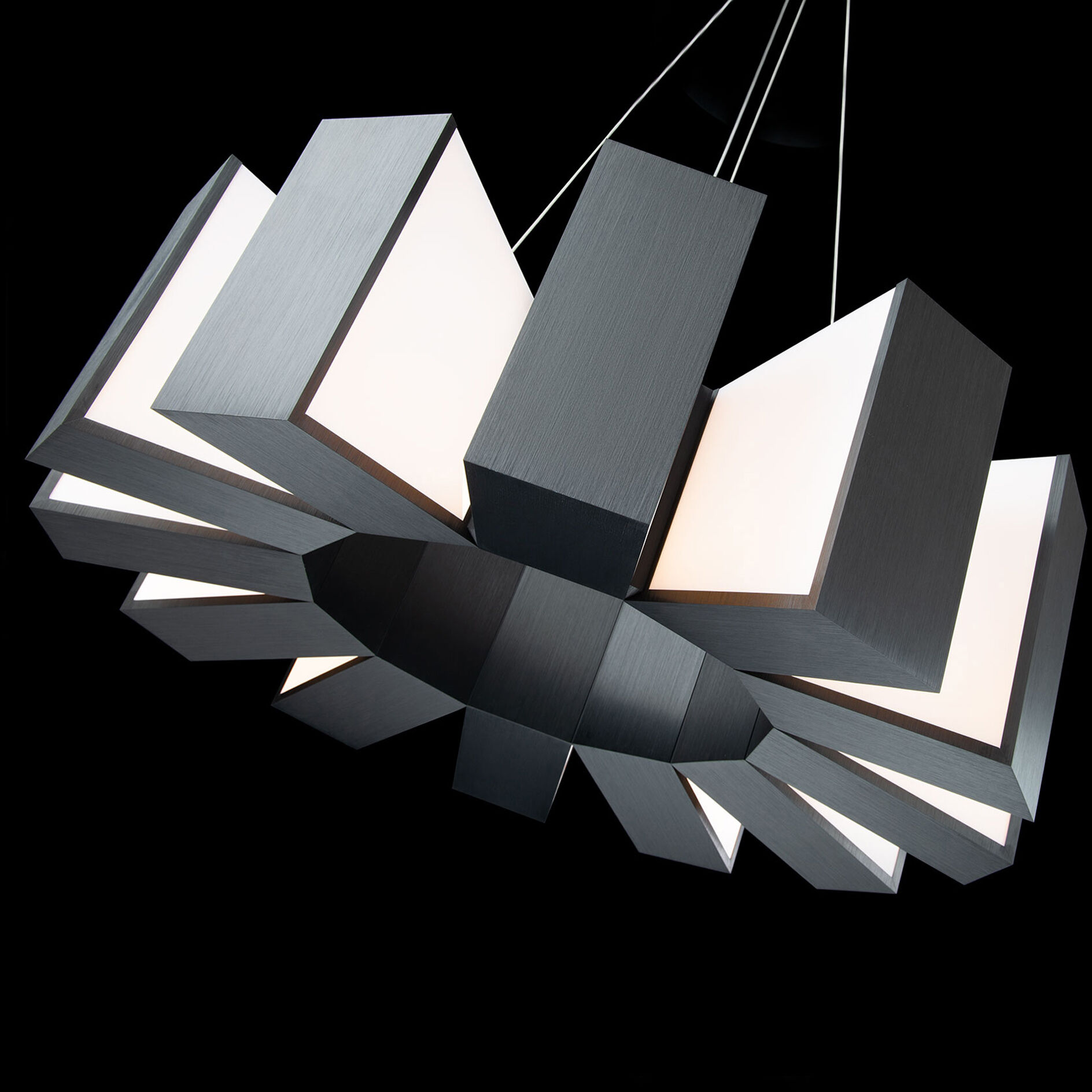 Chronos 12 Light 34 inch Black Pendant Ceiling Light in 34in.