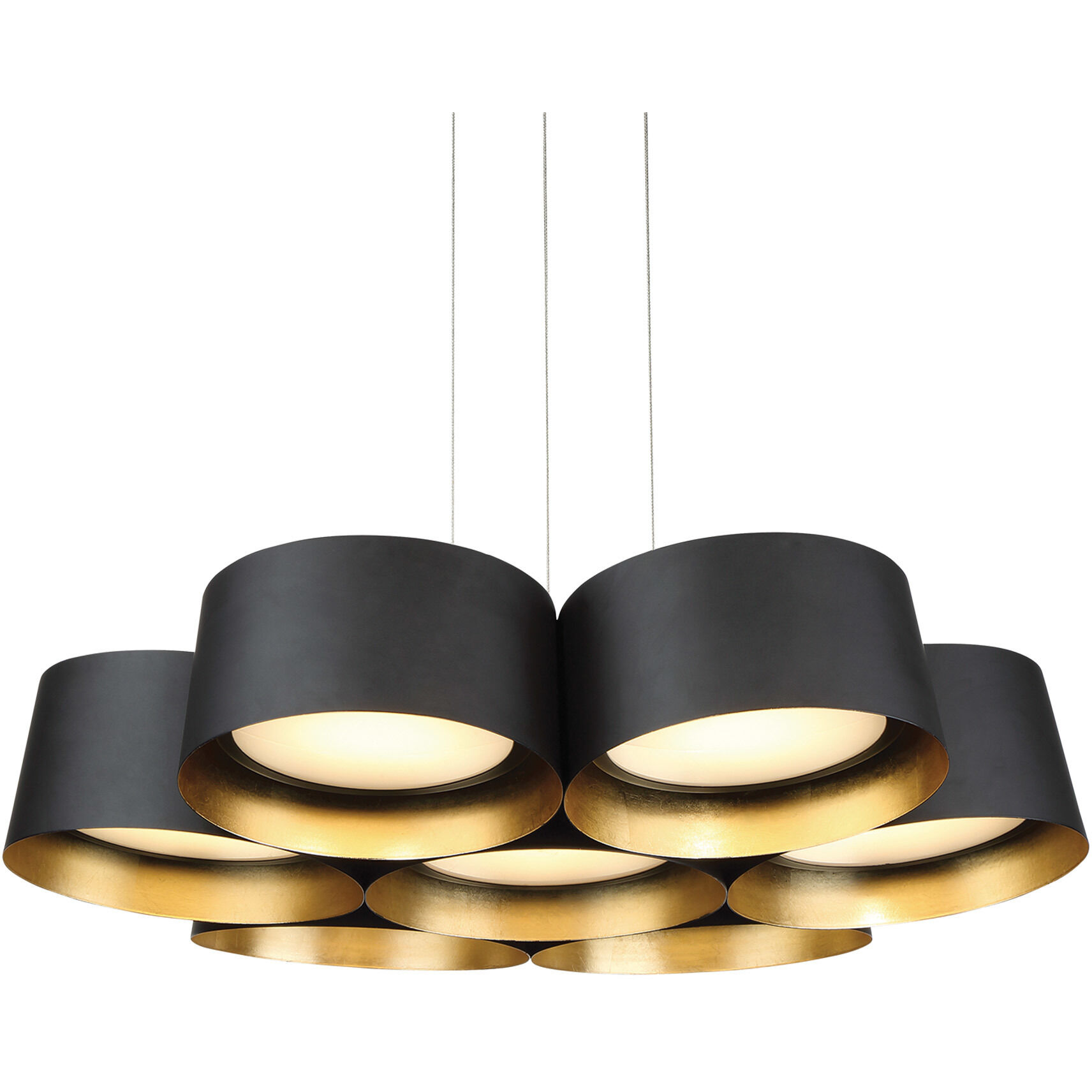 Modern Forms PD 52724 GL Marimba LED 24 inch Black Gold Leaf Chandelier Ceiling Light in 24in