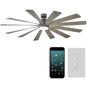 Windflower 80 inch Graphite Weathered Gray with Weathered Gray Blades Downrod Ceiling Fan in 3000K, Smart Ceiling Fan