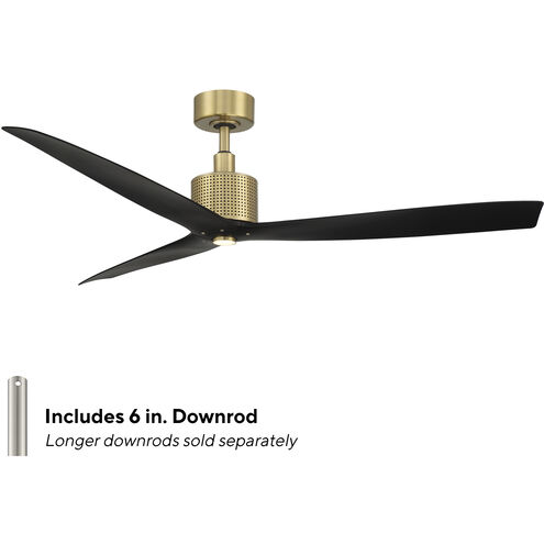 Spinster 60 inch Soft Brass Matte Black with Matte Black Blades Downrod Ceiling Fan