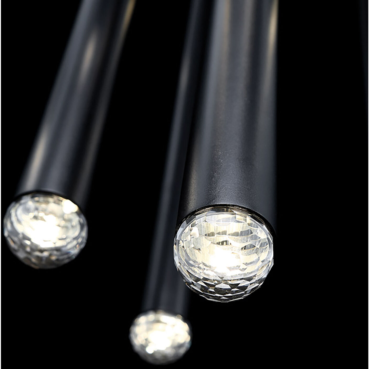 Cascade LED 12 inch Black Multi-Light Pendant Ceiling Light in 3, Round, 28in.