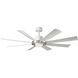 Aura 60 inch Brushed Nickel and Matte White with Matte White Blades Downrod Ceiling Fan in Brushed Nickel Matte White