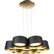Marimba LED 24 inch Black Gold Leaf Chandelier Ceiling Light in 24in.