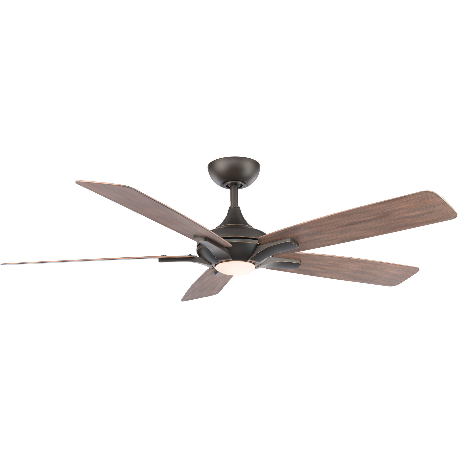 Mykonos 5 60 inch Oil Rubbed Bronze and Barn Wood with Barn Wood Blades Downrod Ceiling Fan in 2700K, Oil Rubbed Bronze Barn Wood