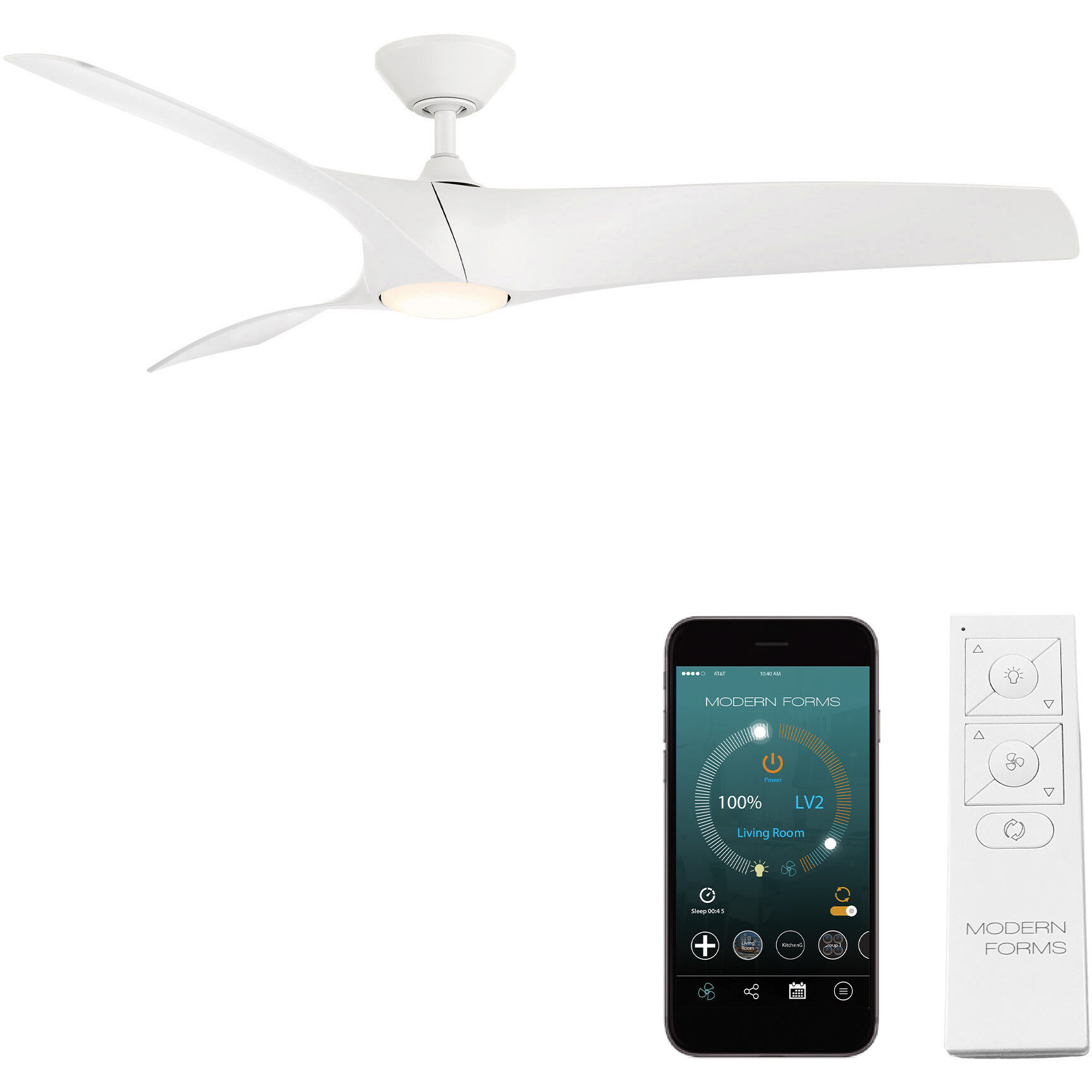 Zephyr 52 inch Matte White Downrod Ceiling Fan, Smart Ceiling Fan