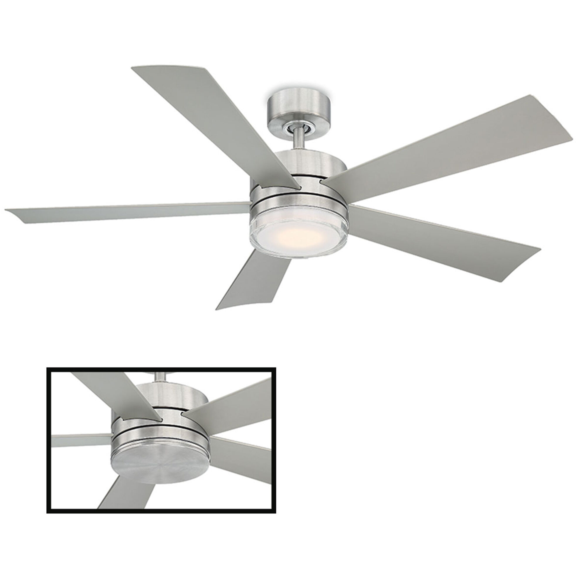 Wynd 52 inch Stainless Steel Downrod Ceiling Fan in 2700K
