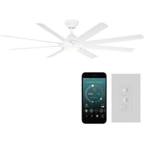 Hydra 80 inch Matte White Downrod Ceiling Fan in 3500K