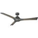 Woody 60 inch Graphite Weathered Gray with Weathered Gray Blades Downrod Ceiling Fan in 3500K