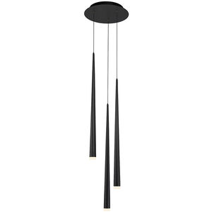 Cascade LED 12 inch Black Multi-Light Pendant Ceiling Light in 3, Round, 28in.