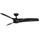 Zephyr 62 inch Matte Black Downrod Ceiling Fan, Smart Ceiling Fan