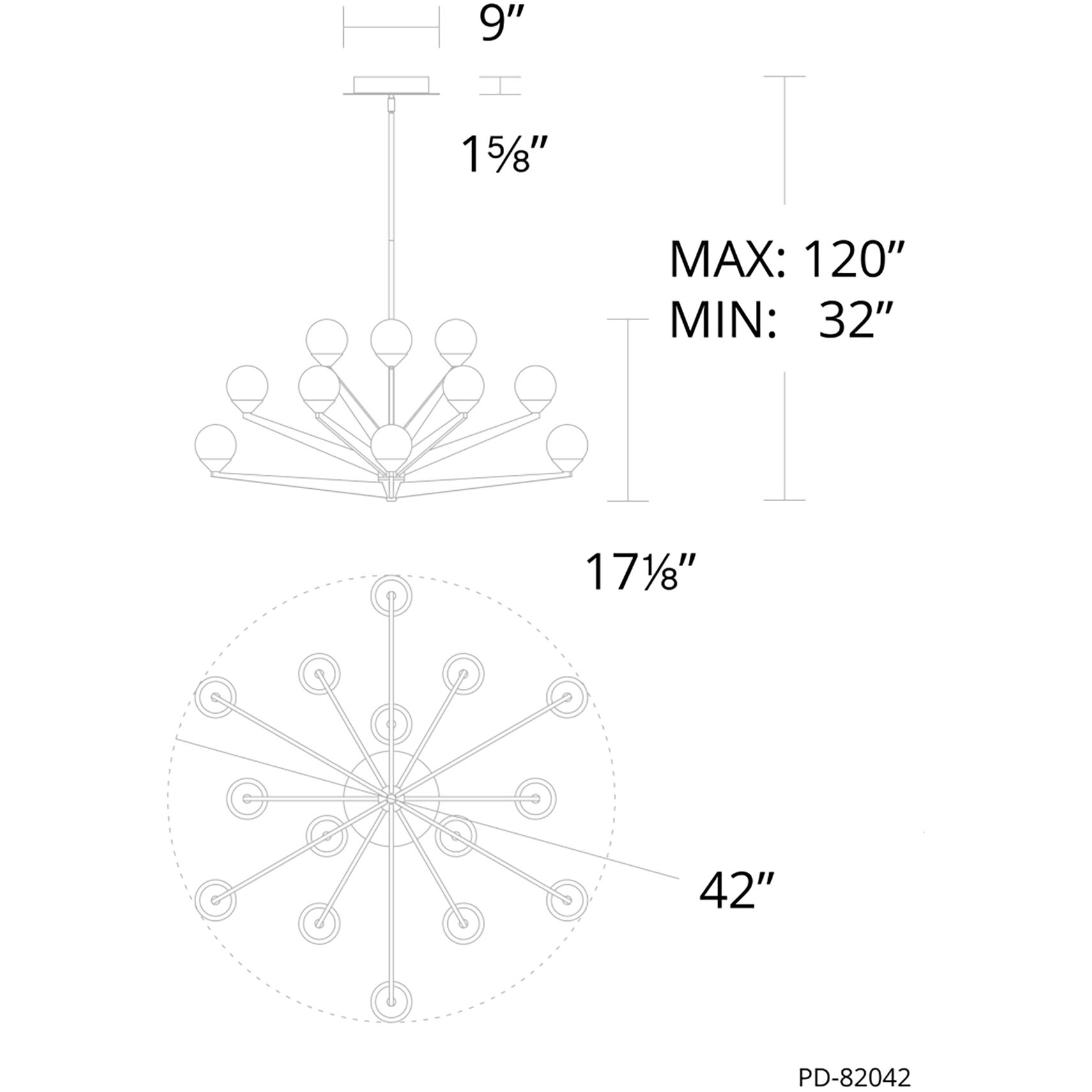 Double Bubble 15 Light 42 inch Black Chandelier Ceiling Light