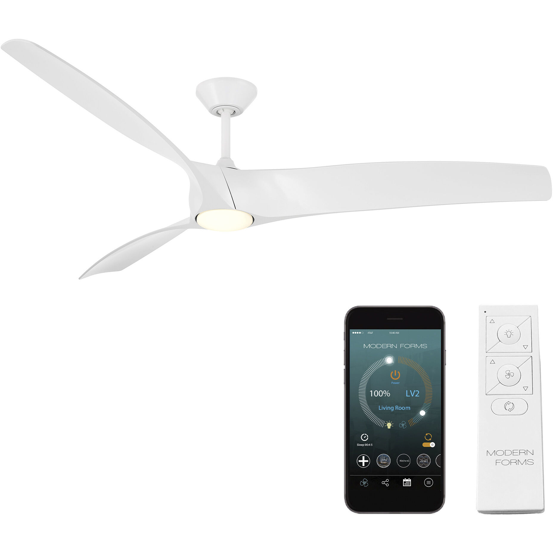 Zephyr 72 inch Matte White Downrod Ceiling Fan