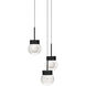 Double Bubble 3 Light 12 inch Black Multi-Light Pendant Ceiling Light