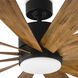 Windflower 60 inch Matte Black and Distressed Koa with Distressed Koa Blades Downrod Ceiling Fan in 3000K, Matte Black Distressed Koa, Smart Ceiling Fan