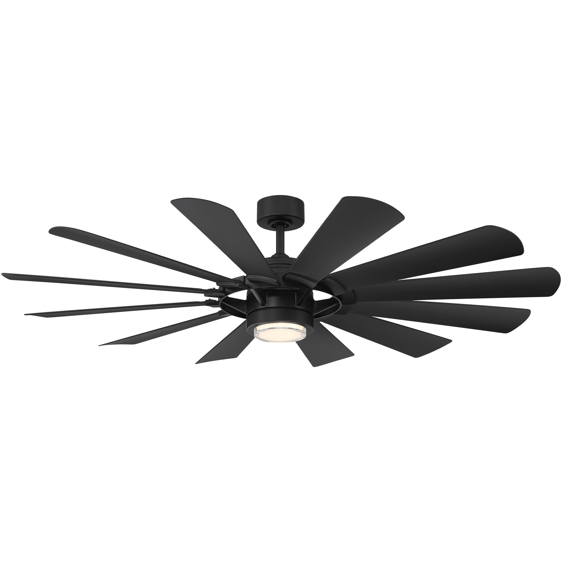 Wyndmill 65 inch Matte Black Downrod Ceiling Fan in 3000K