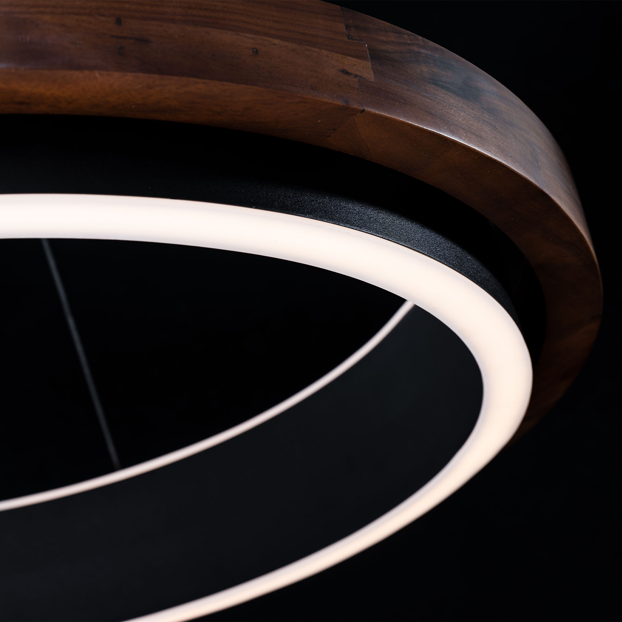 Delaney LED 29.5 inch Black and Dark Walnut Indoor Hanging Lighting Ceiling Light