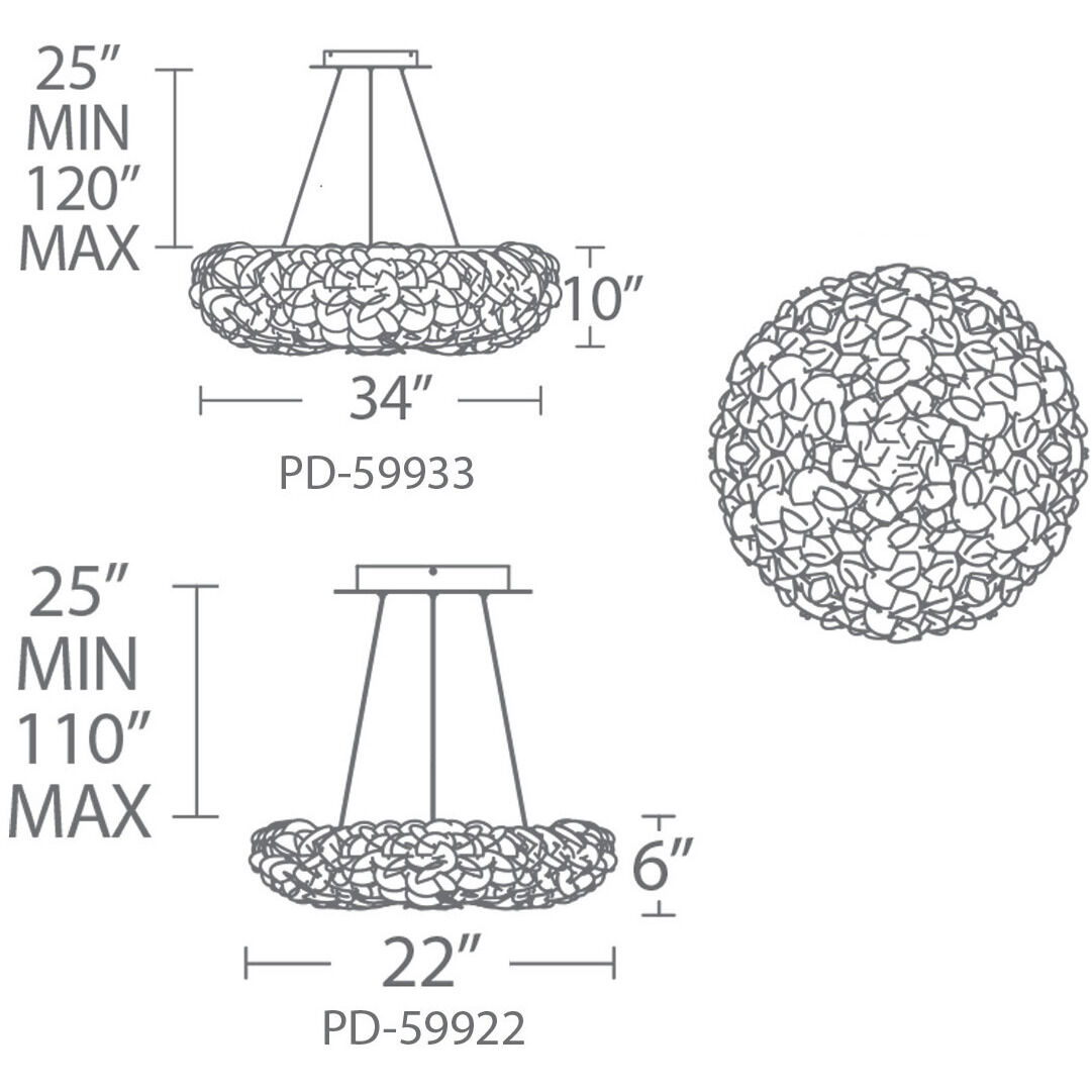 Fluffy LED 33.44 inch Brushed Nickel Pendant Ceiling Light