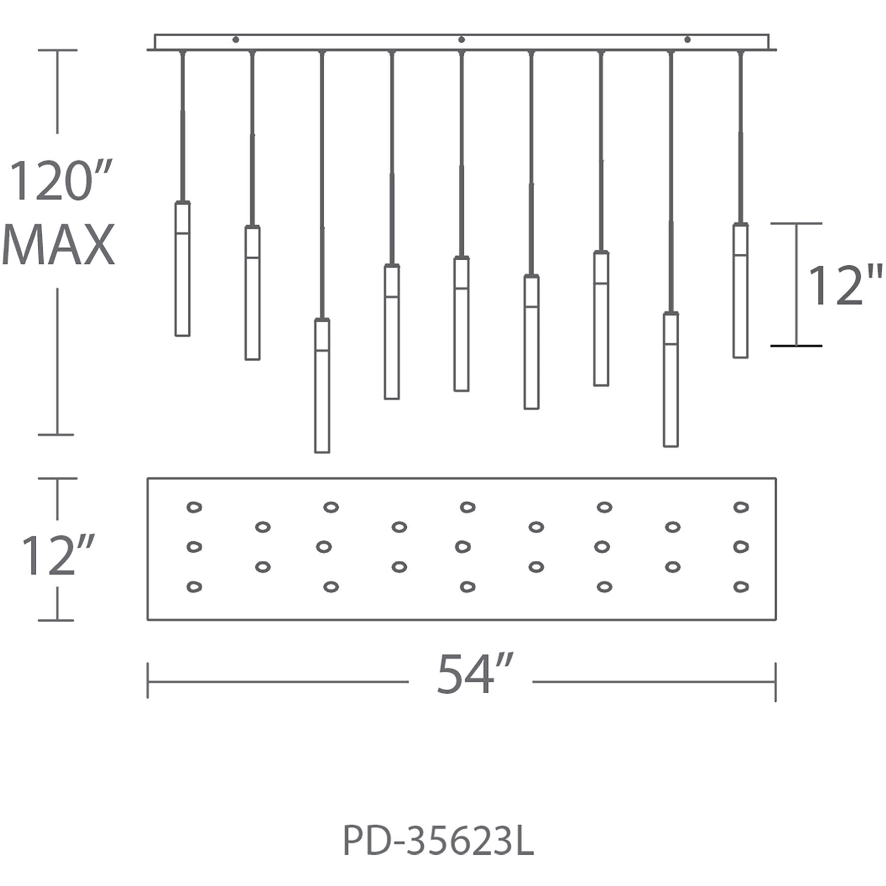 Magic LED 12 inch Black Multi-Light Pendant Ceiling Light in 23, Linear