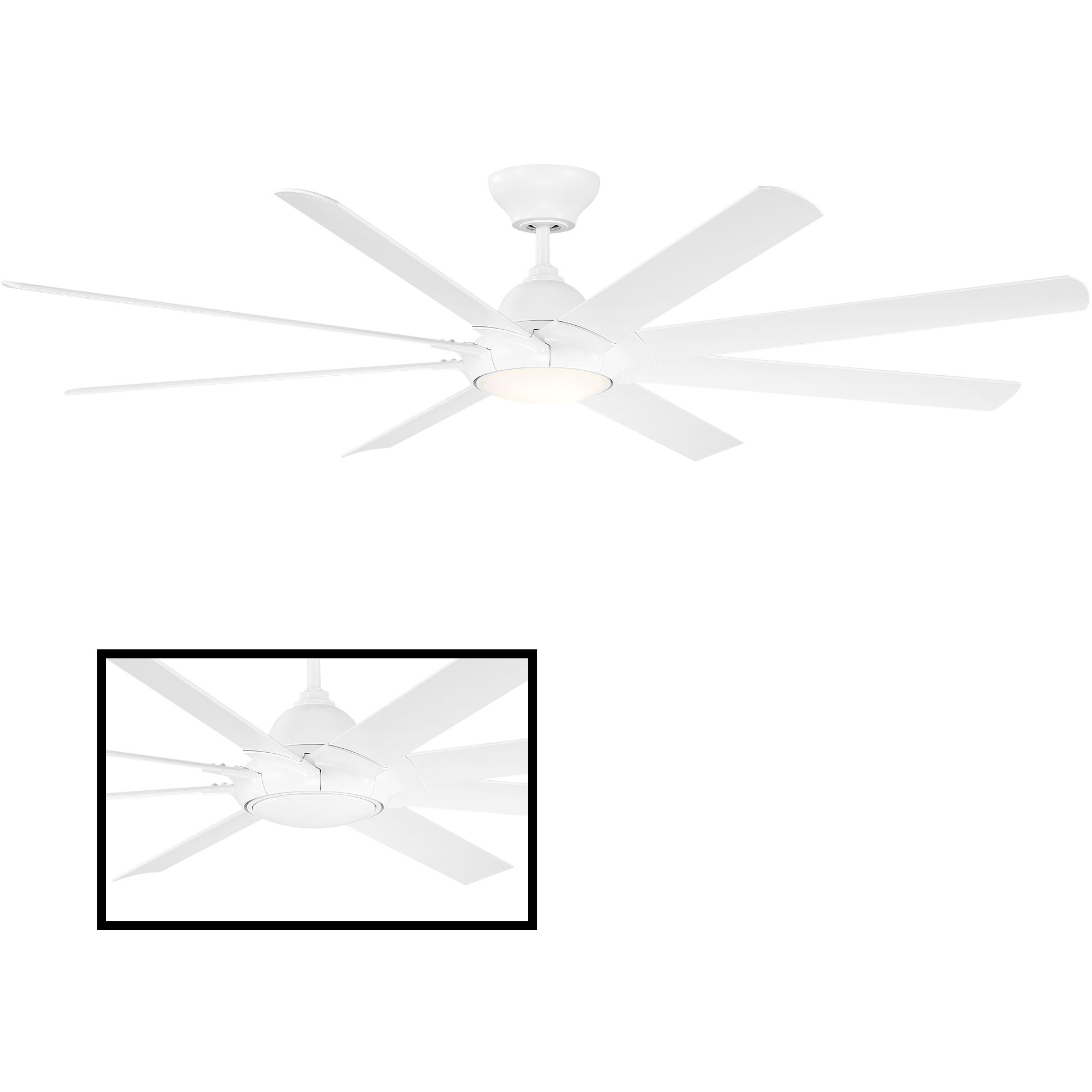 Hydra 80 inch Matte White Downrod Ceiling Fan in 3000K