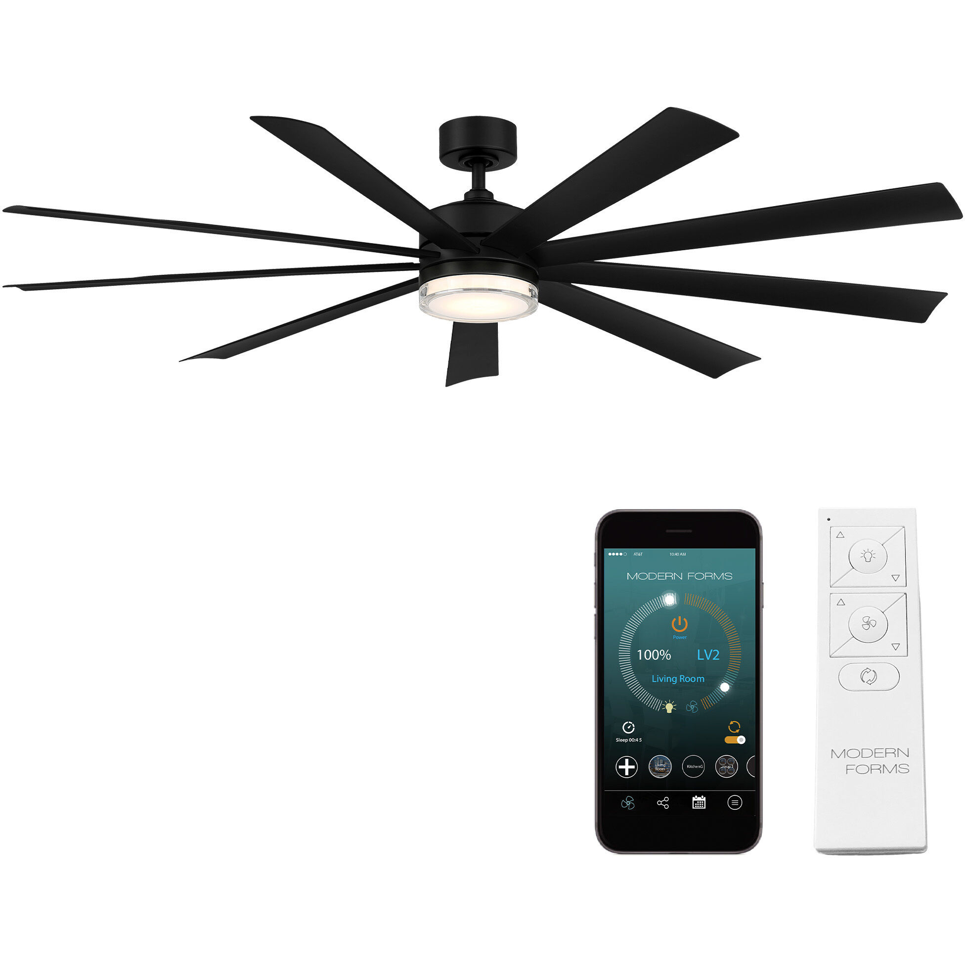 Wynd XL 72 inch Matte Black Downrod Ceiling Fan in 3000K