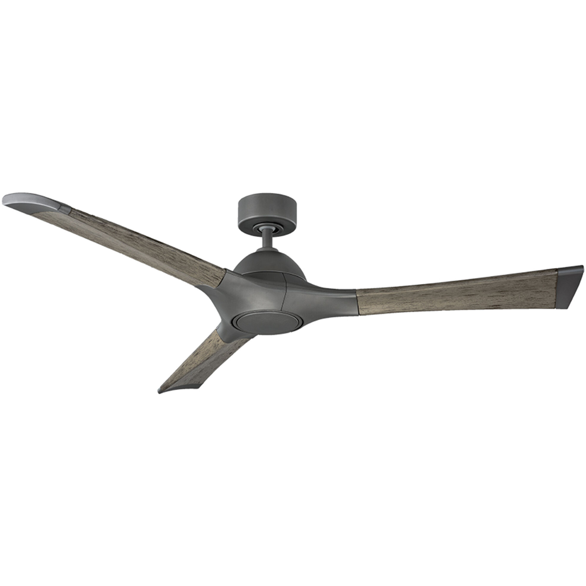 Woody 60 inch Graphite and Weathered Gray with Weathered Gray Blades Downrod Ceiling Fan in 3000K, Graphite Weathered Gray, Smart Ceiling Fan