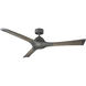 Woody 60 inch Graphite and Weathered Gray with Weathered Gray Blades Downrod Ceiling Fan in 3000K, Graphite Weathered Gray, Smart Ceiling Fan
