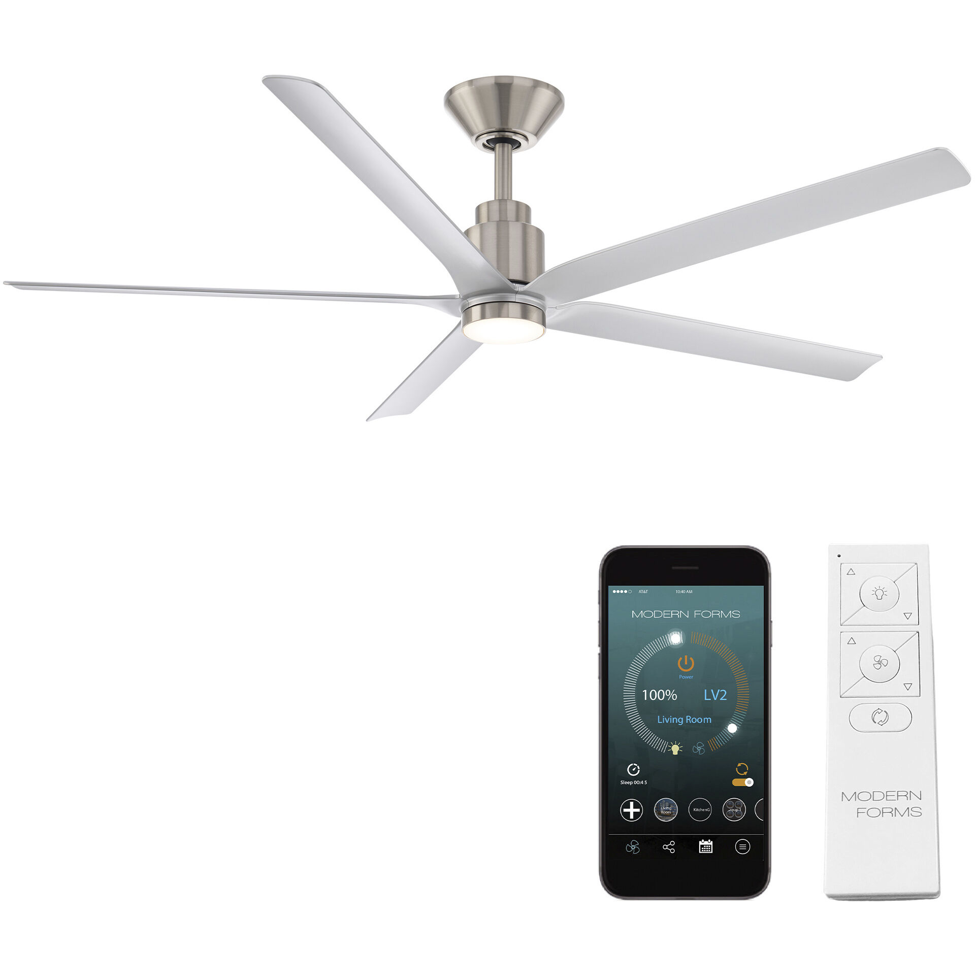 Smooth 5 56 inch Brushed Nickel Silver with Silver Blades Ceiling Fan