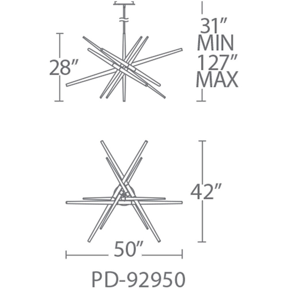 Stormy LED 48 inch Aged Brass Pendant Ceiling Light in 50in.