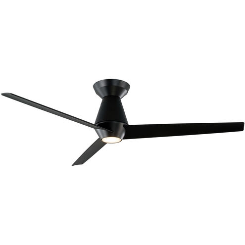 Slim 52 inch Matte Black Flush Mount Ceiling Fan in 2700K