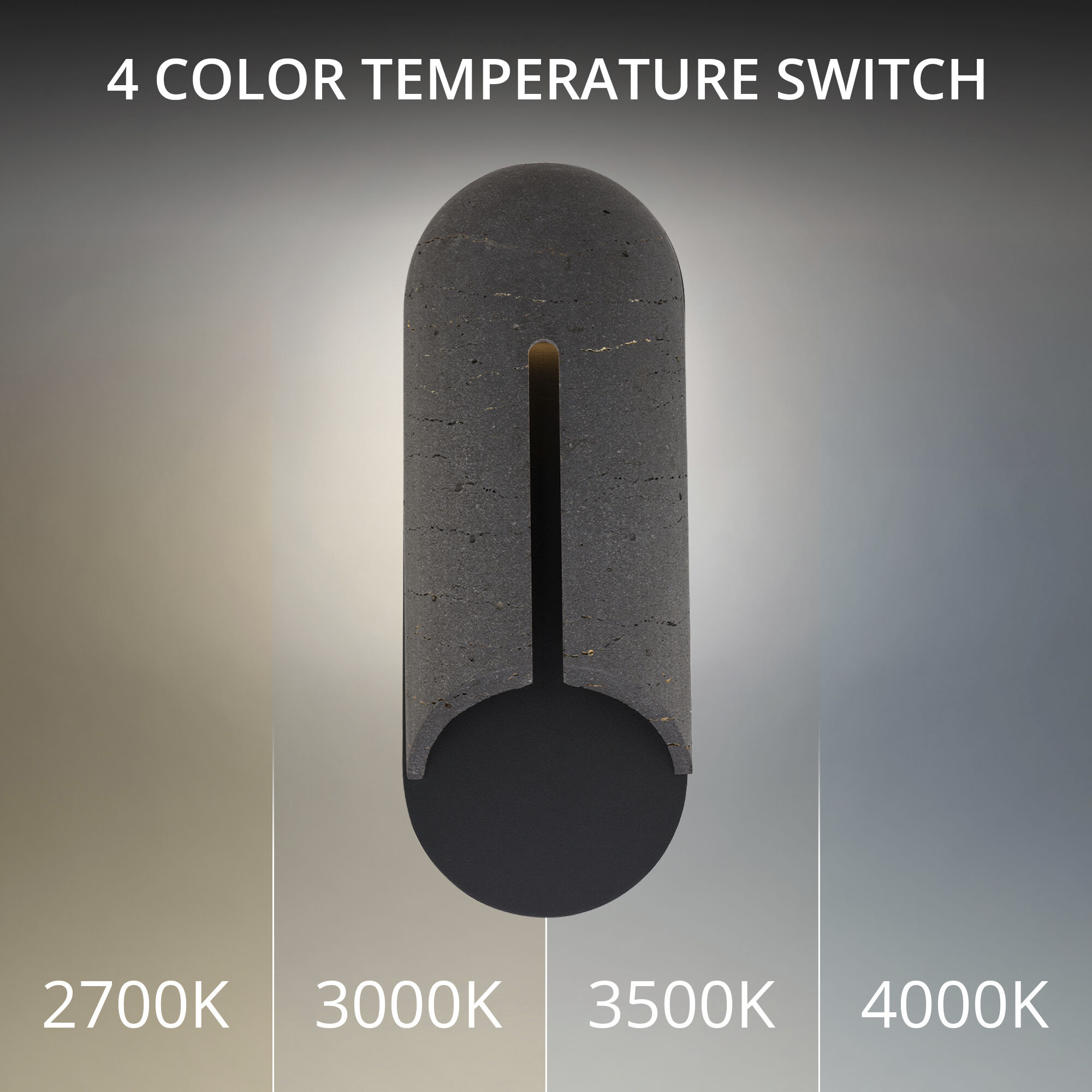 Clog LED 22 inch Bassalt Stone and Black Outdoor Wall Lighting in 4000K