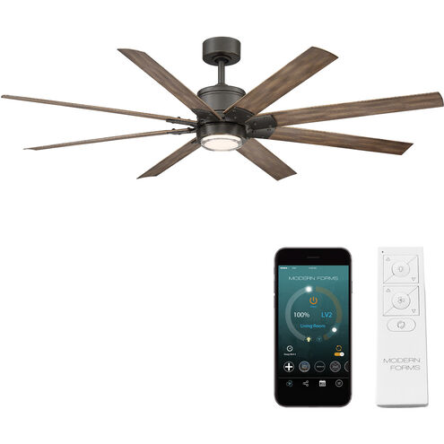 Renegade 66 inch Oil Rubbed Bronze and Barn Wood with Barn Wood Blades Downrod Ceiling Fan in 3000K, Oil Rubbed Bronze Barn Wood, Smart Ceiling Fan