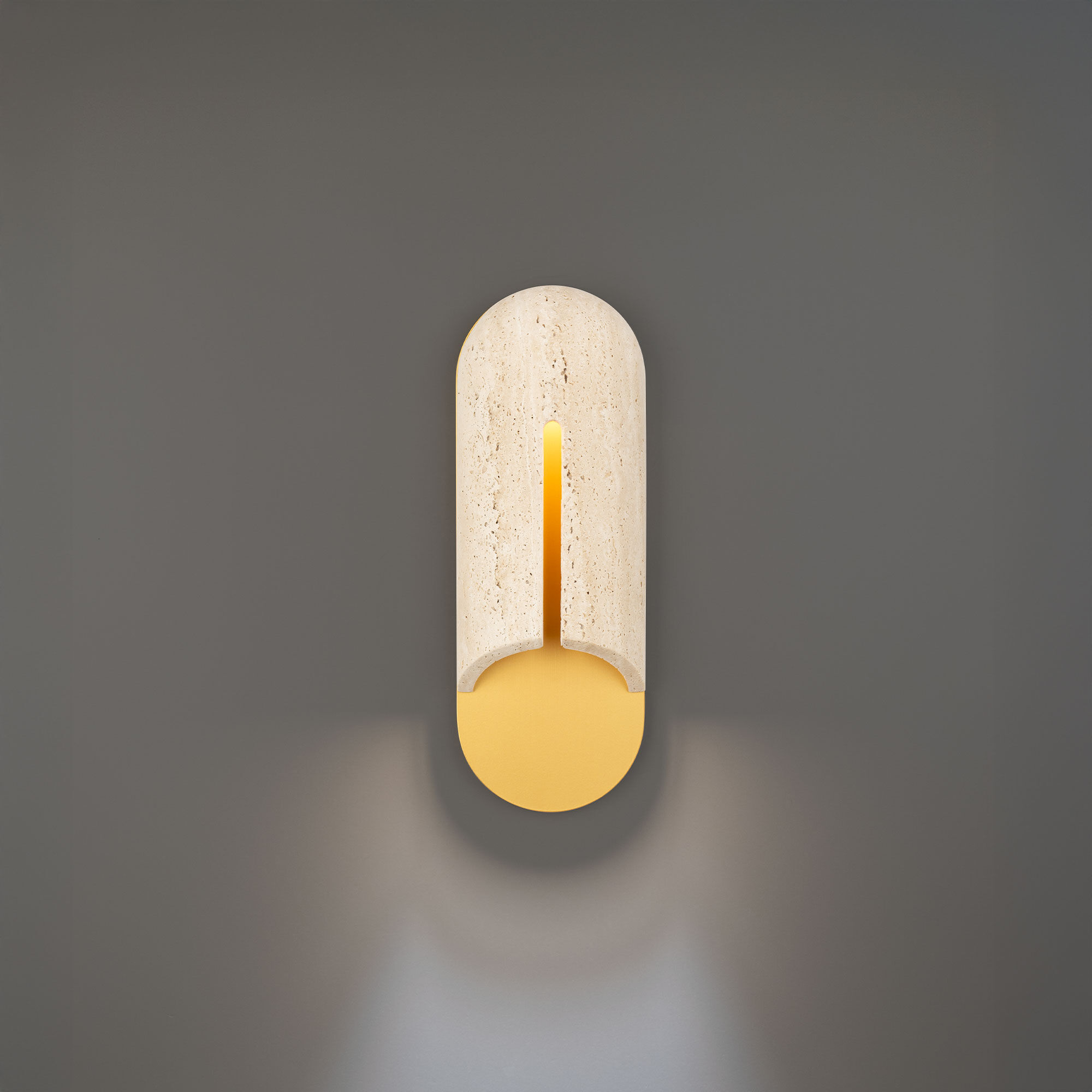 Clog LED 16 inch Beige Travertine and Aged Brass Outdoor Wall Lighting in 3500K