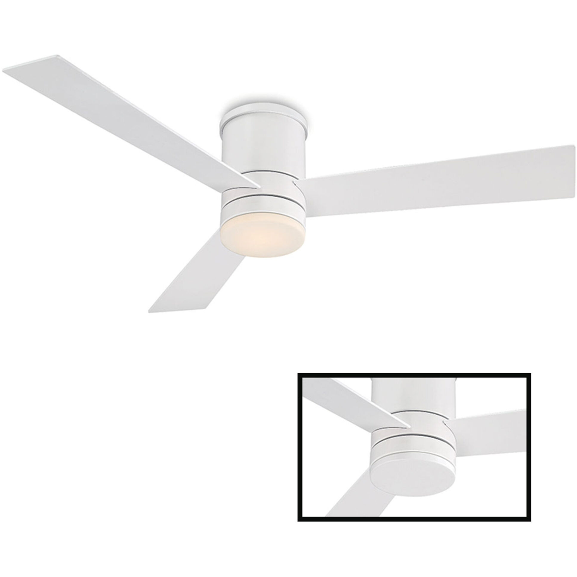 Axis 52 inch Matte White Flush Mount Ceiling Fan in 3000K, Flush Mounted, Smart Ceiling Fan