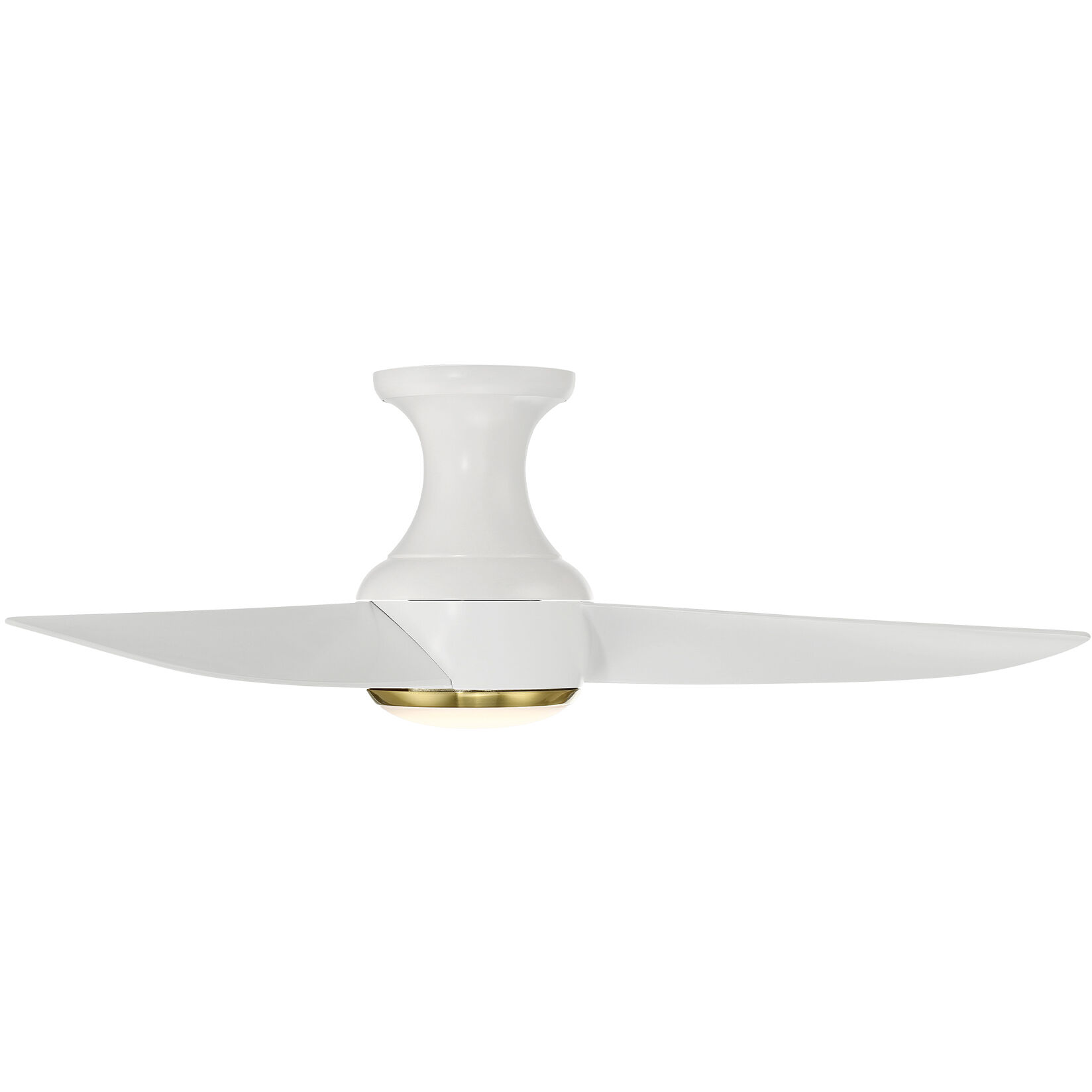 Corona 44 inch Soft Brass and Matte White with Matte White Blades Flush Mount Ceiling Fan in 2700K, Soft Brass Matte White