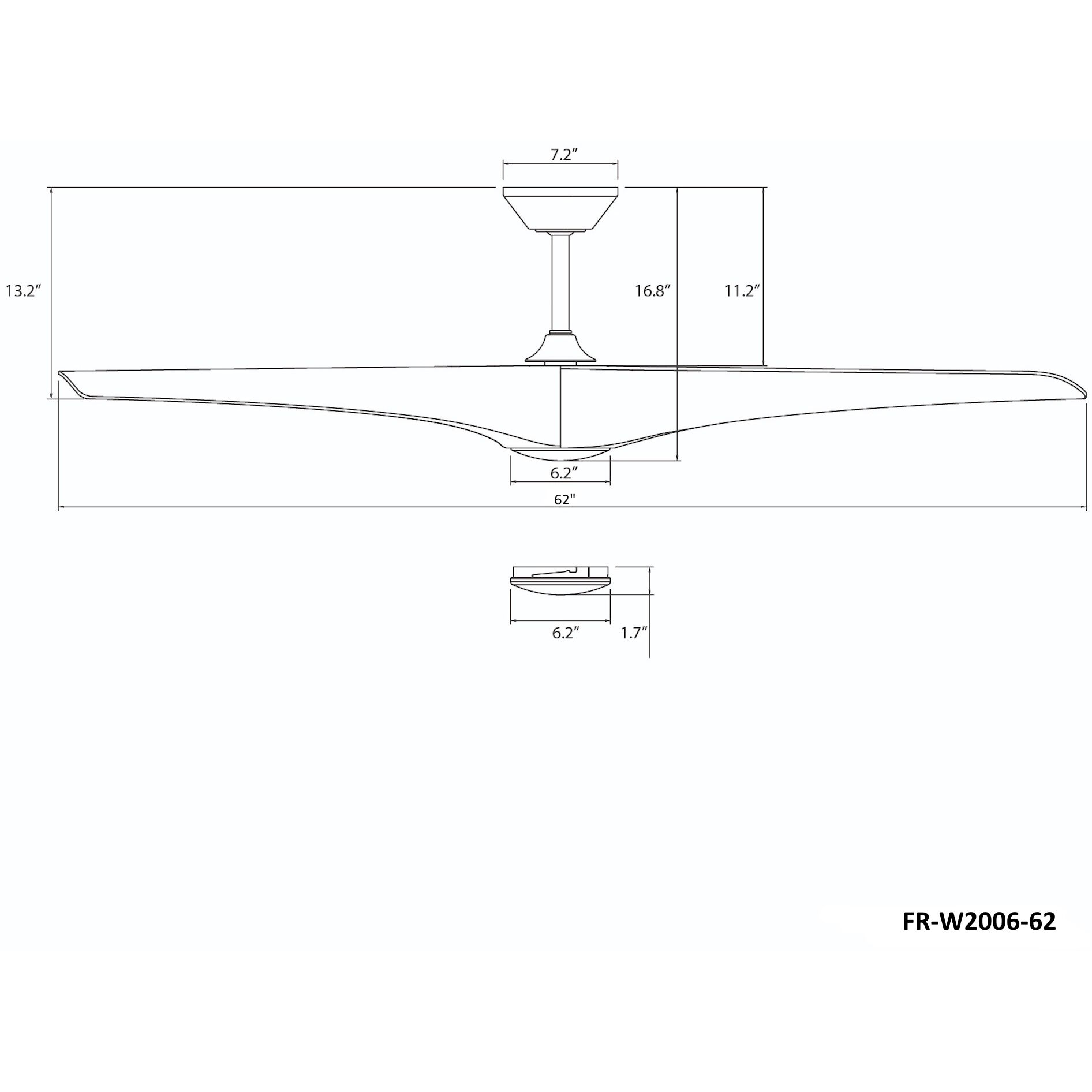 Modern Forms FR-W2006-62L-MB/DK Zephyr 62 inch Matte Black and