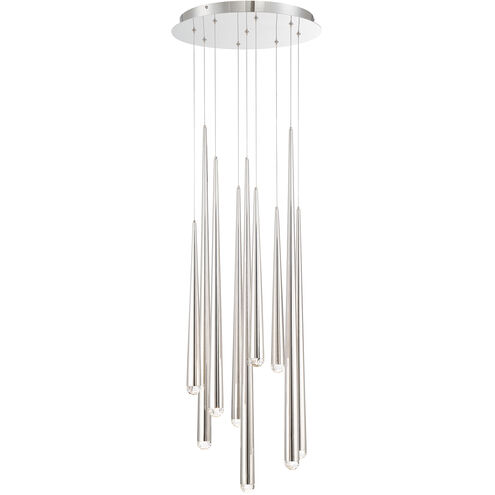 Cascade LED 17 inch Polished Nickel Multi-Light Pendant Ceiling Light in 9, Round, 37in.