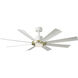Aura 60 inch Soft Brass and Matte White with Matte White Blades Downrod Ceiling Fan in Soft Brass Matte White